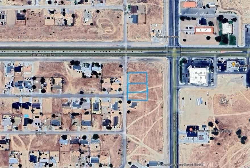 OPEN TO OFFER . 3 LOTS TOGETHER. EAST SIDE OF 94th STREET. ONE LOT SOUTH OF CALIFORNIA CITY BLVD. 28,749 SQ FT TOTAL.

OWNER STATES ALL LOTS CAN BE CONVETED TO ZONE C-3. IF HELD TOGETHER. CURRENT ZONE IS RMI AND RM2.

LEVEL LAND IN THE CENTER OF THE CITY.