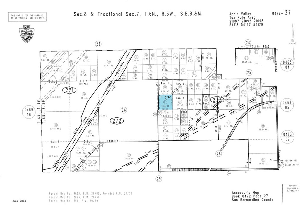 Almost 10 Acres listed along fairfield in full view of the freeway in the newly annexed property of the Town of Apple Valley. Zoning is planned industrial in full view of the new planned train station. Easy access from Dale Evans or Stoddard Wells.