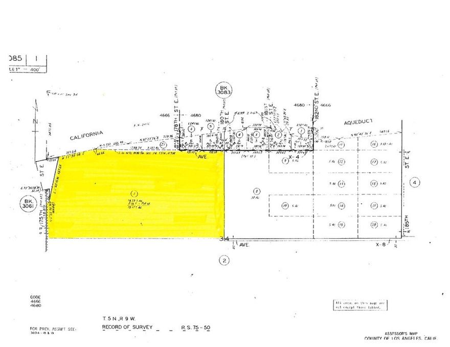 78.87 Acres of land, Zoned A-2 (Heavy Agricultural) located along the California Aqueduct; accessible via Fort Tejon Road. Please verify land use with Los Angeles County to ensure use compatibility.  Bring all offers! Seller is motivated and will carry with substantial down payment.