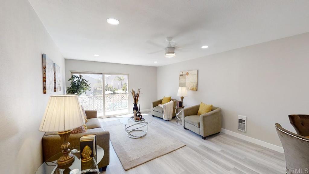 Welcome Home! Fully renovated 2 bedroom 1 bath condo in the heart of Clairemont! Condo offers new kitchen with stainless steel appliance's, quartz counter top, flooring, fans and a stunning bathroom! Enjoy the balcony over looking the swimming pool! This is Resort Living! Easy freeway access, walking distance to shopping and restaurants! HOA includes trash and water.