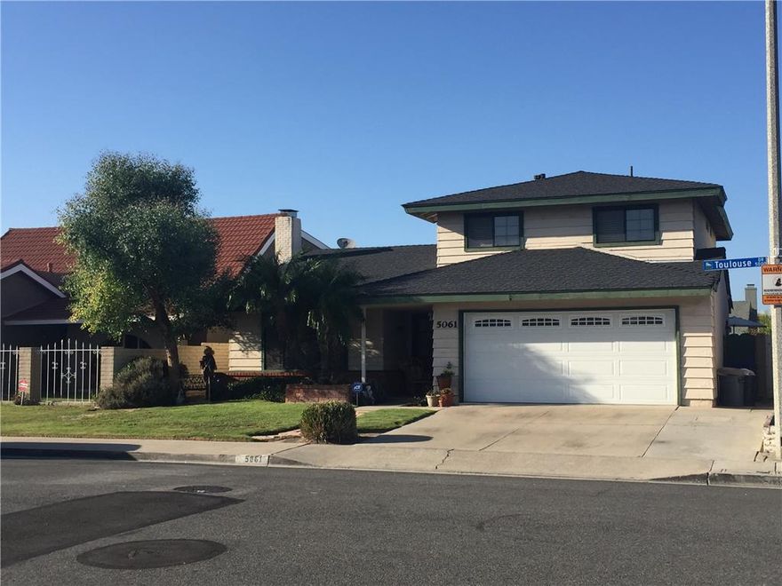 Beautiful 2 story home in La Palma!  Features include: 4 bedrooms, 2 baths and a pool.  Kitchen recently remodeled and opens to a family room. Bedroom and bathroom downstairs along with 3 bedrooms and a bathroom on the 2nd floor.  Living room has a brick fireplace and large windows.  2 car garage is attached.  Easy access to freeways, parks, shopping and theme parks (Knotts and Disneyland!).  Minutes from the beach.  This spacious home is turn key and move-in ready!!