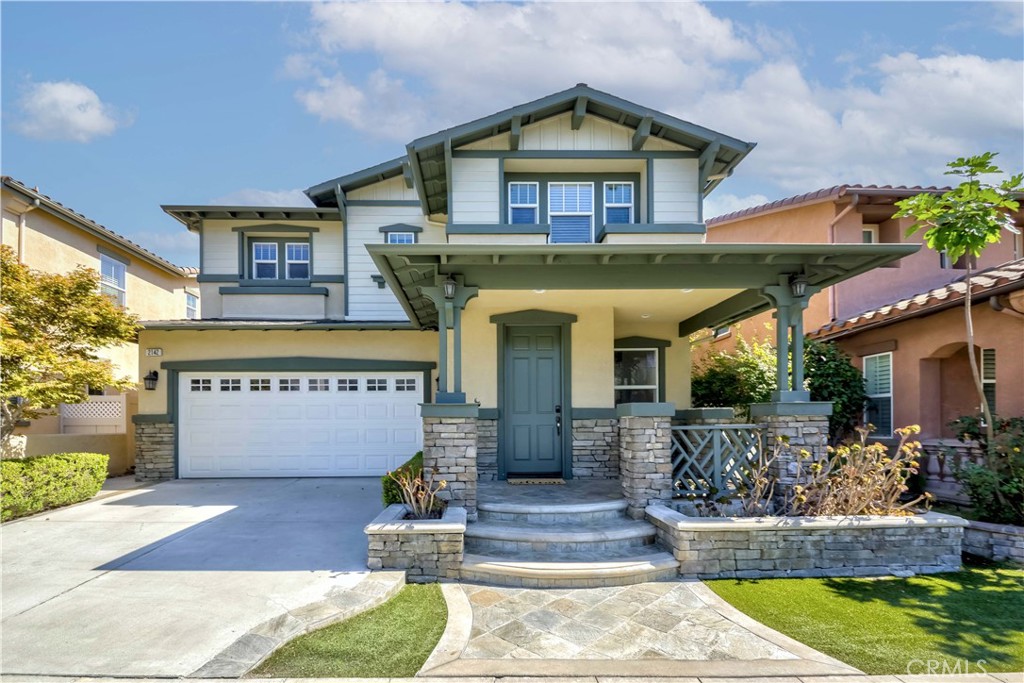 Elegant Silverleaf Model Home in Prestigious Amerige Heights. Welcome to this beautifully appointed residence nestled in the highly desirable Amerige Heights community. This Silverleaf model boasts a bright, airy, and open floor plan, offering a perfect blend of comfort and sophistication. Featuring 4 spacious bedrooms, including 3 upstairs and 1 conveniently located bedroom and full bathroom on the main level, this home is ideal for both everyday living and accommodating guests. The gourmet kitchen is a chef’s dream, complete with granite countertops, custom wood cabinetry, a large center island, walk-in pantry, double ovens, and premium stainless-steel appliances. Beautiful hardwood flooring flows throughout the entire home, adding warmth and elegance. The expansive primary suite offers a tranquil retreat, featuring dual vanities, a separate soaking tub and glass-enclosed shower, and a generous walk-in closet. Step outside to a meticulously landscaped backyard with a charming gazebo and a built-in BBQ, perfect for outdoor entertaining. The home is equipped with a fully paid solar system, significantly reducing electricity costs. Residents enjoy access to top-rated schools, including the award-winning Robert Fisler Elementary and Junior High School and Sunny Hills High School, all within walking distance. Community parks, a vibrant town center, and free high-speed internet included in the HOA dues further enhance the exceptional lifestyle this home offers.