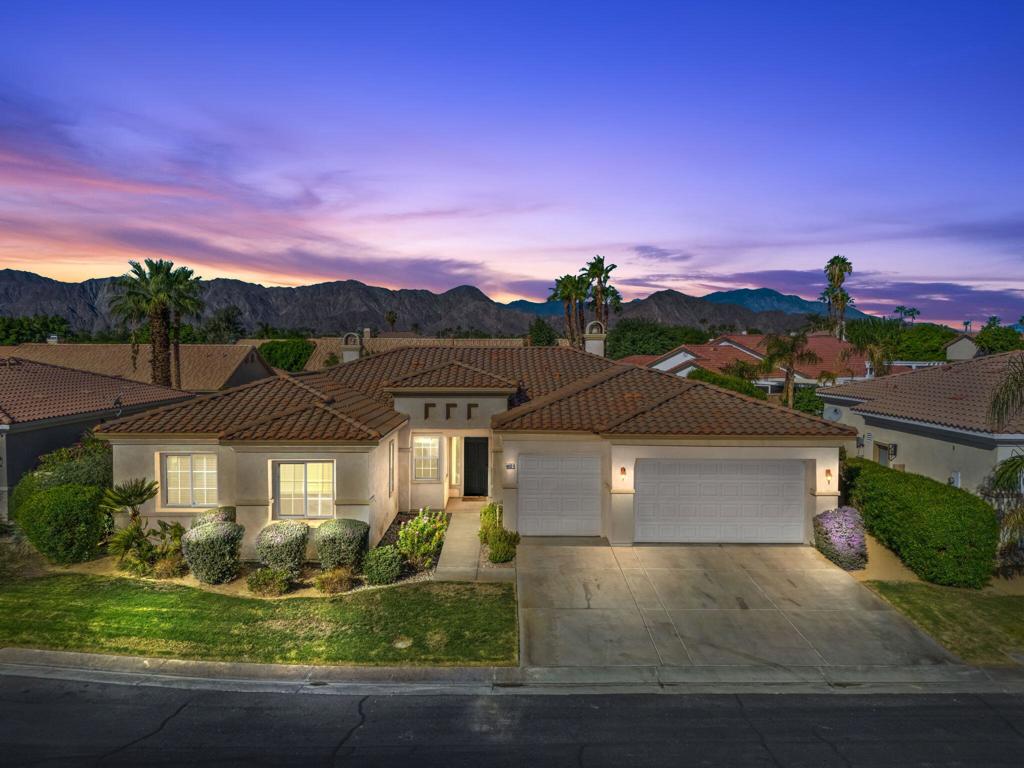 Welcome to Estacio, a gated community on the Indio/La Quinta border. Largest Floor Plan in the Community and Priced at a $ per Square Foot Price NOT seen Post COVID. Very Stable Community of 140 Homes with a Very Low turnover Rate, Translating to a Track Record of being a Stable Community with Satisfied Owners. The Floor Plan is Everything Todays Buyers Covet: BRIGHT, AIRY and OPEN w/Soaring Ceilings & an Abundance of Natural Light. You'll also Appreciate the 4BR + Bonus room for a potential 5th BR, Dual Living Rooms, Coffered Ceilings, Two-Sided Fireplace, Kitchen Island and a 3 car Garage all on a Quiet Interior Lot. Bonus: Low HOA Dues, Community Pool/Spa, Close to Old Town, Restaurants, Shopping, Golfing, the Music Festivals and All that East Valley has to Offer!