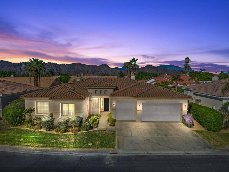 Welcome to Estacio, a gated community on the Indio/La Quinta border. Largest Floor Plan in the Community and Priced at a $ per Square Foot Price NOT seen Post COVID. Very Stable Community of 140 Homes with a  Very Low turnover Rate, Translating to a Track Record of being a Stable Community with Satisfied Owners. The Floor Plan is Everything Todays Buyers Covet: BRIGHT, AIRY and OPEN w/Soaring Ceilings & an Abundance of Natural Light. You'll also Appreciate the 4BR + Bonus room for a potential 5th BR, Dual Living Rooms, Coffered Ceilings, Two-Sided Fireplace, Kitchen Island and a 3 car Garage all on a Quiet Interior Lot. Bonus: Low HOA Dues, Community Pool/Spa, Close to Old Town, Restaurants, Shopping, Golfing, the Music Festivals and All that East Valley has to Offer!