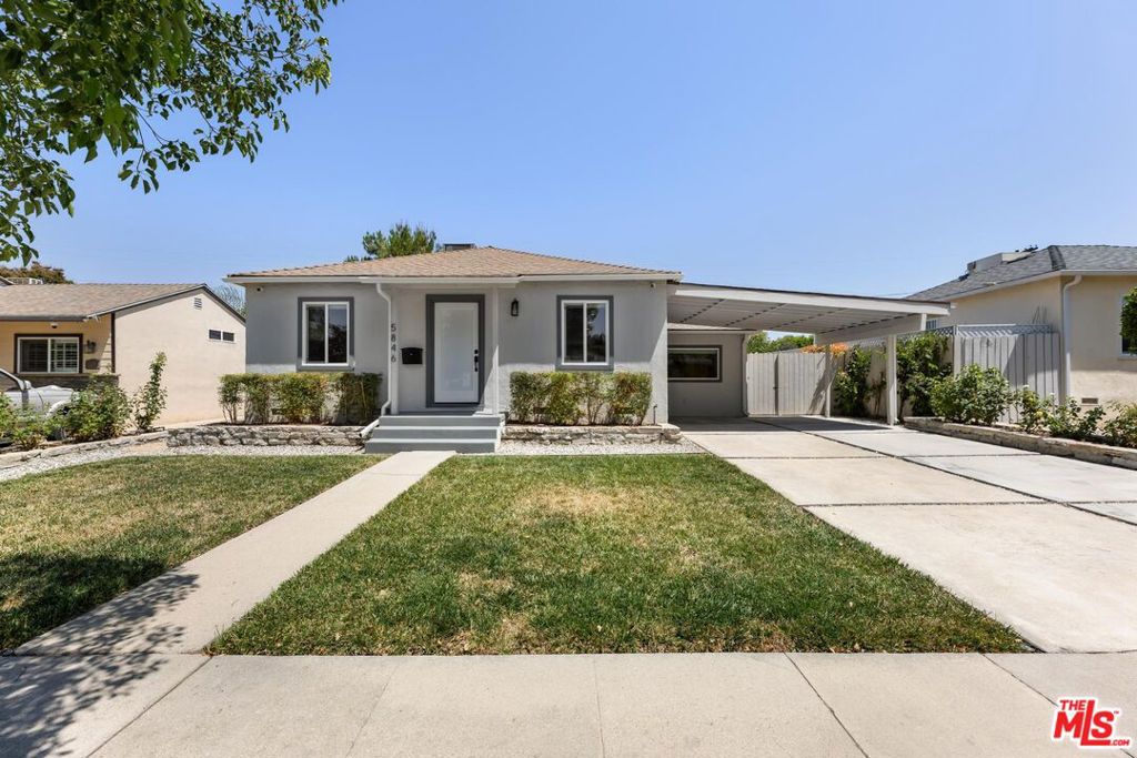 Originally built in 1949 and tastefully updated in 2021, this Encino Park gem has it all. Walk in to your open concept living / kitchen / dining room with views to the lush backyard through sliding glass doors. The bedrooms are generously sized, and the primary includes a walk in closet and on-suite bathroom. Off the kitchen you will find a bonus room (with AC!) perfect for a home office or gym. Mature roses line the front of the property next to your oversized driveway with 2 car covered carport, and the backyard is full of potential with a great sized lawn and built in bar area for all your entertaining needs. Solar is owned and paid for, conveniently located near Lake Balboa park and the 101, come take a look!