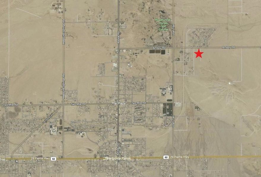 Zoned RS-2, this 1.25 acre parcel is just south of Amboy Rd. A short 10-minute drive to Twentynine Palms amenities. No property address assigned, for listing purposes use GPS coordinates 34.163465, -116.028260. APN 0623-251-15.