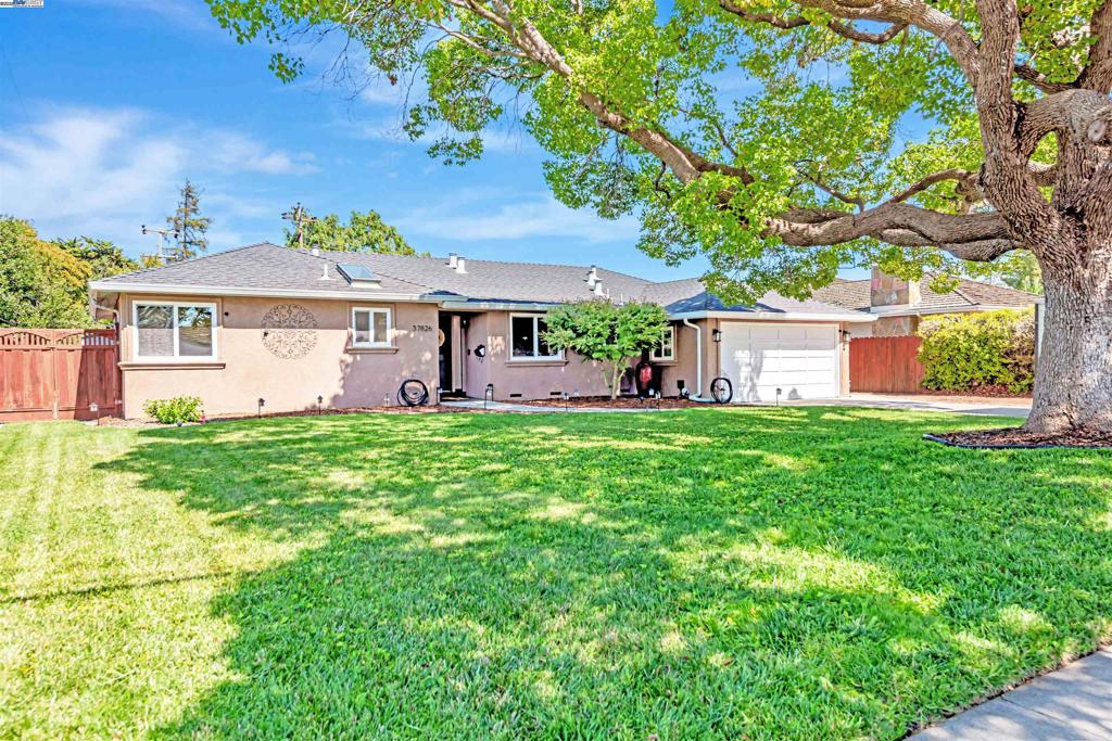 Nestled in the highly desirable Glenmoor neighborhood, this gorgeous single-story home offers an ideal floor plan with stylish upgrades throughout. The beautifully updated kitchen showcases custom cabinets, quartz counters, mosaic tile backsplash, island and stainless steel appliances including a gas stove and dual ovens. Additional highlights include recently installed LVP flooring in the main living areas, dual pane windows, recessed lighting, copper plumbing and upgraded electrical panel with EV charging. A spacious hall bathroom includes a quartz-topped vanity, custom cabinets, stall shower and soaking tub. The primary suite showcases engineered maple floors, a walk-in closet, a private bath with custom vanity and direct access to the serene backyard. Situated on a huge approx. 11,924 sqft lot, the outdoor space is ideal for entertaining with a lush lawn, redwood deck, patio and a saltwater pool powered by its own dedicated solar system. Enjoy fruit trees, vegetables, a storage shed and a finished shed with built-in shelving, wood floors, lighting and A/C—ideal as a hangout or home office. This excellent location is walking distance to schools and parks, quick access to 880, Dumbarton Bridge, BART and Centerville Station. Move-in ready, this Glenmoor gem is not to be missed!