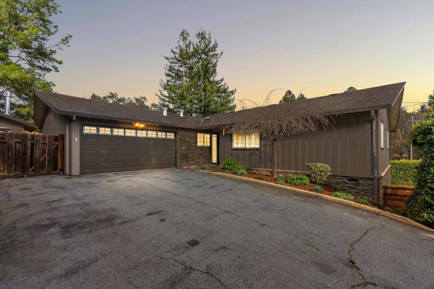 112 Hilltop Way is an immaculate, sun-drenched retreat in one of Scotts Valleys most sought-after neighborhoods. This single-level home is the perfect blend of luxury, comfort, and sustainability and its ready for you! Step inside to an open floor plan designed for both relaxation and entertaining. The spacious great room features a cozy fireplace and built-in bookcases, creating a warm and inviting atmosphere. In the gourmet kitchen, you'll find top-of-the-line stainless steel appliances and beautiful quartz counters. The huge center island is perfect for gathering with friends and family. Step outside to an entertainers paradise. Dine poolside under the elegant pergola, or cool off and stay active in the sparkling Pebble Tec pool with stunning views. The lush landscaping creates a peaceful retreat, while the side balcony with Trex decking adds even more space to relax and enjoy the Scotts Valley sunshine. This home features a completely finished basement perfect for a guest bedroom, office, workshop, and extra storage. Plus, enjoy modern energy-efficient upgrades like solar power, fiber internet, and water-saving fixtures. And lets not forget you're just minutes from world-class Scotts Valley schools, making this the perfect home for families.