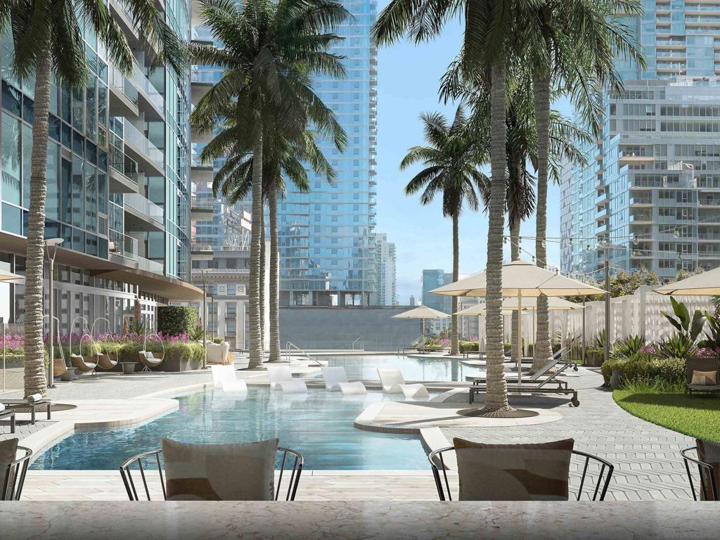 Welcome to Andia by Bosa Development. Now selling and already under construction with an anticipated completion date of fall 2027, Andia is the first new Downtown San Diego condominium high-rise in nearly 8 years. Featuring resort-like amenities and sophisticated interior design, the residences at Andia offer a seamless blend of style and comfort with the city as your backdrop. Featuring a desirable northwest exposure, Residence 1403 boasts integrated Bosch kitchen appliances with Zephyr hood, polished chrome Kohler fixtures, Caesarstone quartz countertops with polished tile backsplash, front-loading full-size washer and dryer and spacious balcony with impressive city views. Andia by Bosa Development brings new heights to Downtown San Diego. Featuring modern design and resort-styled amenities, Andia soars 40 stories above the center of the city, showcasing 399 thoughtfully appointed 1- to 3-bedroom residences ranging in size from ~620 to ~1,729 square feet with two contemporary finish palettes. This is not an offer to sell but intended for information only. The developer reserves the right to make modification in materials, specifications, plans, pricing, designs, scheduling and delivery without prior notice. Renderings, photography, illustrations and other information described herein are representative only and are not intended to reflect any specific feature or view when built. No representation and warranties are made with regard to the accuracy, completeness or suitability of the information published herein.
