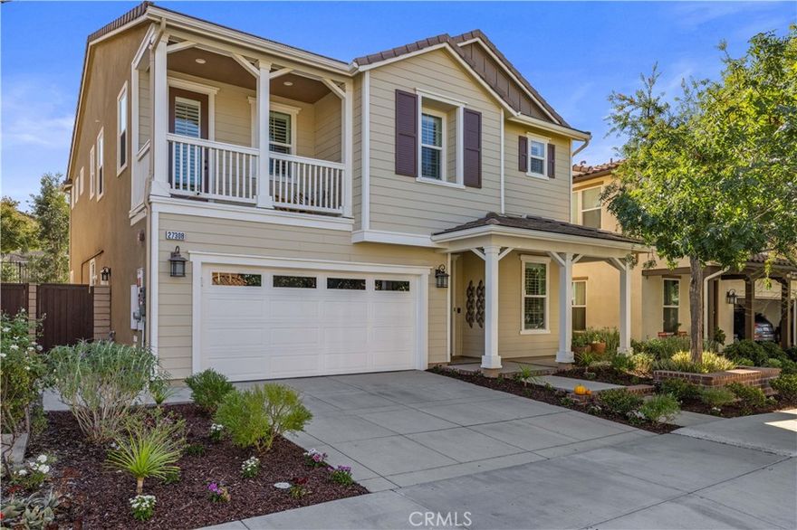 Welcome to a stunning luxury home in the highly sought-after Five Knolls community. Upon entering you are greeted by engineered hardwood floors throughout the home, creating a warm & inviting atmosphere filled with natural light. To your right a versatile room awaits, that can serve as a home office that features sliding glass doors for privacy. Across from the sitting area, the mudroom is beautifully complemented by mahogany cabinetry that offers abundant storage, wine fridge & access to the garage. Step into the gourmet kitchen that boasts an abundance of cabinet space, premium appliances, double oven, quartz countertops & abundant lighting. The kitchen seamlessly opens to the living area with overhead beams that extend across this open-concept space. Enjoy the advantages of recessed dimmable LED lighting throughout the home, alongside stylish vinyl shades & wood shutters. Convenience continues with a generously sized laundry room that features an abundance of cabinetry to accommodate your storage needs. Upstairs you will discover a cozy loft area with a built-in office space with balcony with a picturesque view. Both bedrooms have ceiling fans & generous walk-in closets, while the primary suite is the epitome of luxury & comfort. This light, bright, & open retreat has new plush carpeting, custom closet system & an opulent primary bathroom. The bathroom offers luxurious modern finishes including a clean white marble Herringbone tiled floor, soapstone countertop & free standing soaking tub plus an exquisite shower adorned with natural stone floor. Outside step into a meticulously landscaped backyard with California native plants ensuring minimal water usage while promoting sustainability with drip irrigation system as well as durable artificial turf for a year-round green space. This serene area has a covered patio ideal for relaxation or hosting gatherings. Enjoy the perfect size yard, complete with a designated dog run. This smart home is equipped with a whole-house stereo system with ceiling speakers & hardwired alarm system with motion detectors. Upgrades include fresh exterior paint, paid-off solar & two Tesla Powerwalls with a universal car charger.  The expansive garage features a durable concrete coating & the home has a new tankless water heater. Enjoy resort-style amenities in a community that includes a swimming pool & clubhouse as well as being close to Golden Valley Park & dog park, making it not just a residence but a vibrant lifestyle.