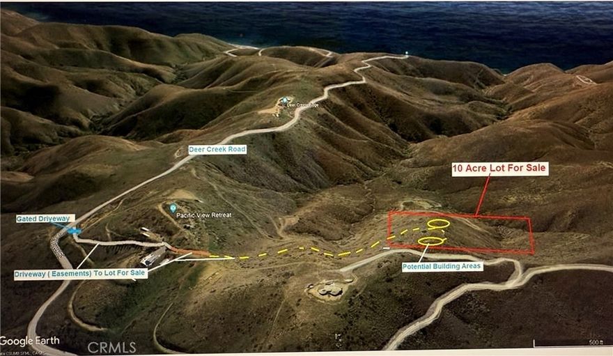A Spectacular panoramic ocean view property just 2.5 miles from PCH with 0.5 mile of paved road ( Deer Creek Road), It's ready to build your dream house. The county will allow a 10,000 Sq foot main house with possible additional ADU. Must see!!!