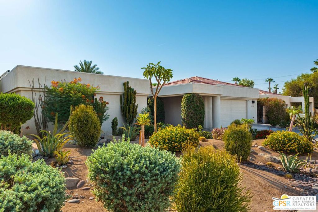 Welcome to 48040 Centennial Circle. Original owners of this property have decided it's time to move. The home features 4 bedrooms, 4 baths, with 3 complete ensuites, in addition to the large stunning pool and spa. The open home has a large entertainer's living area with wet bar and Fireplace. Kitchen has newer Whirlpool dishwasher. Frigidaire Gallery Microwave and ovens with a gas cook top. Washer and Dryer are also about 1 year old. The custom upgraded windows and doors throughout this home are commercial Heavy 1-inch insulated bronze-tinted thermally broken windows. Great Energy saving feature. You will enjoy lower utility costs with the leased solar system that offers current owners 100% of electricity. Monthly payment of $232.21 per month fixed over the term. 10 years remaining! Beautiful landscaping both front and back with low maintenance being key! This home is located in an excellent area of Palm Desert. Short distance to Bristol Farms, Albertsons, Medical offices, and so much more. Seller is motivated so make your appointment today to see this fantastic home.