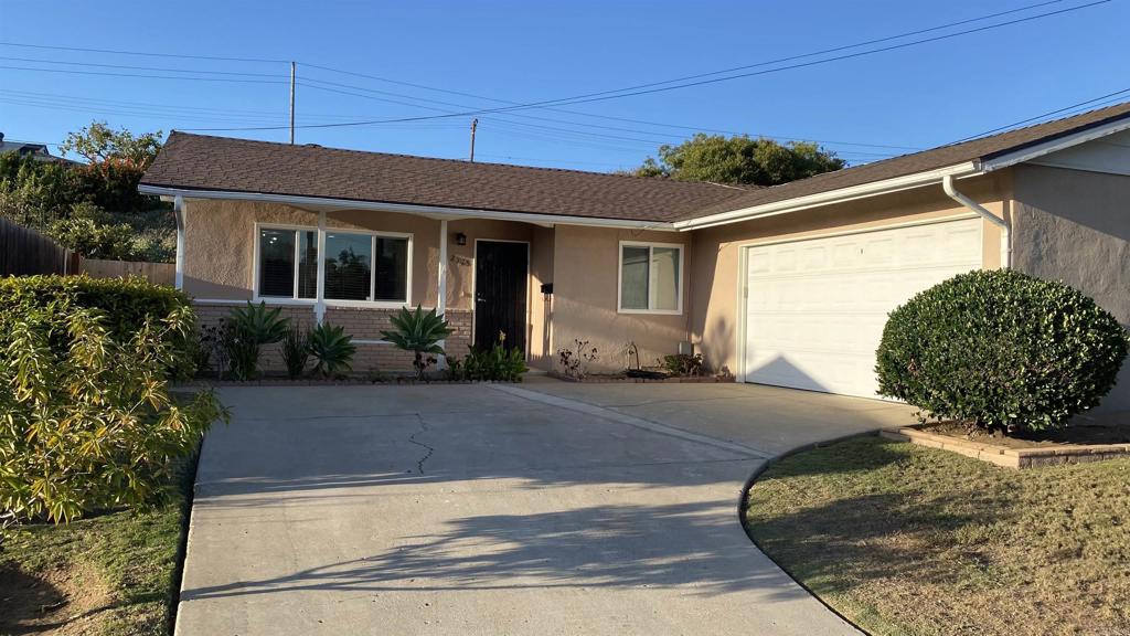 Recently renovated 1 story, 3-bedroom, 2 bath home. Seller leaving washer, dryer, and refrigerator. Past remodel included: updating windows, paint, flooring, kitchen cabinets, stove/oven, water heater, disposal, bedroom fans & blinds, bathrooms, circuit panel, sewer pipe, roof, etc. Large, enclosed sunroom. Clean and move in ready. Fig, guava, and peach tree. Large 2 car garage. Walking distance to area park (El Toyon), shopping center and elementary school.