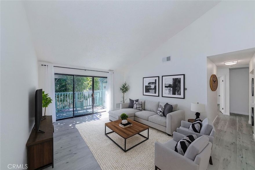 Priced to sell!! Packed with charm, this stunning 2 bedroom, 2 bathroom upper-level home is a rare find in this highly desirable neighborhood. Located on the second floor, the unit boasts dramatic half-vaulted ceilings that create an expansive and open atmosphere, making the space feel even larger and more inviting.
Abundant natural light pours in through the south facing windows and sliding glass doors, filling the living area with warmth and highlighting the home's clean, modern finishes. Step outside to enjoy peaceful views of lush trees and greenery, offering a sense of serenity and a daily dose of nature right from your living room. Whether you're sipping your morning coffee or unwinding after a long day, the tranquil outlook provides the perfect backdrop for peace of mind.
This home has been thoughtfully upgraded with a remodeled kitchen, new flooring, fresh interior paint, and updated bathrooms, giving it a crisp, move in ready appeal that feels brand new. The layout is both functional and stylish, perfect for anyone looking to settle into a beautiful, low-maintenance home.
Whether you're a first time buyer, downsizing, or searching for a great investment, this home checks all the boxes. Just bring your furniture, move right in, and start enjoying everything this lovely space has to offer. Photos with furnitures are virtually staged.
Don’t miss your chance to own this light-filled, upgraded gem! Schedule your private showing today before it’s gone!