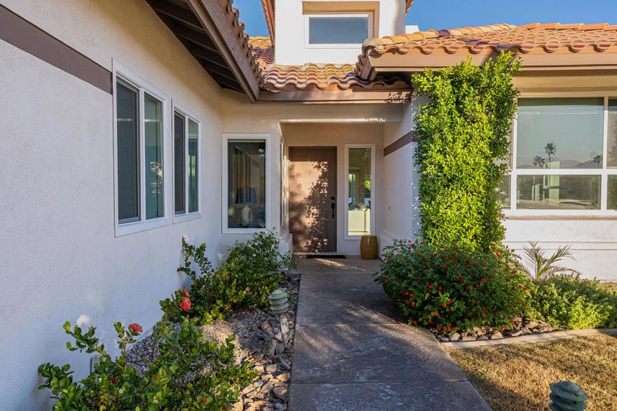 Resort-Style Living in Whitehawk - Fully Furnished Designer Pool Home Located in the sought-after Whitehawk community of Palm Desert, this stunning 3-bedroom, 3-bathroom home offers luxury, comfort, and style on a premium, beautifully upgraded lot. Recently remodeled within the last year, this fully furnished residence is move-in ready--perfect for seasonal, short-term rental, or full-time desert living. Spanning approximately 2,200 sq. ft., the home features all-new tile flooring, fresh interior and exterior paint, custom cabinetry, quartz countertops, and stainless steel appliances. High-end Moen fixtures, custom tile showers, and a sleek freestanding soaking tub in the primary suite add to the designer-level finishes. Brand-new dual A/C units provide optimal climate control and energy efficiency year-round. Enjoy turnkey convenience with brand-new furniture included in the sale--every room has been thoughtfully designed and furnished to reflect modern desert style. Step outside to your private backyard oasis: a true entertainer's paradise with a sparkling pool, built-in BBQ island, and cozy firepit lounge--perfect for relaxing or hosting under the stars. This home combines modern upgrades, new systems, and resort-style amenities in one of Palm Desert's most desirable gated communities. Low HOA dues and proximity to world-class golf, shopping, dining, and schools make this an ideal choice for investors or owner-occupants alike. Whether you're seeking a high-end retreat or an income-producing property, this one has it all.