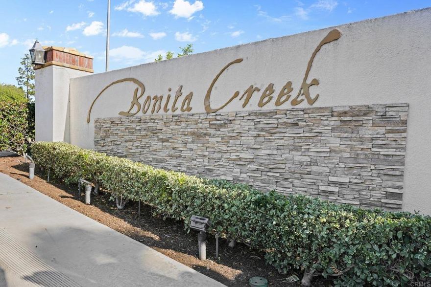Located in the gated Bonita Creek community, this 3-bedroom, 2.5-bath home includes an additional upstairs loft that was originally offered by the builder as an optional fourth bedroom. The floor plan features a functional living area, dining space, and a private backyard. The home also offers a 2-car attached garage for secure parking and storage.  This home is located in the highly sought after Bonita Unified School District. Community amenities include a pool along with maintained common areas within the gated neighborhood. The property is situated near local parks, shopping centers, restaurants, and major freeways including the 805, 54, and 5, providing convenient access to surrounding areas. Nearby attractions include Plaza Bonita Mall, Sweetwater Regional Park, Las Palmas Park, and multiple golf courses.