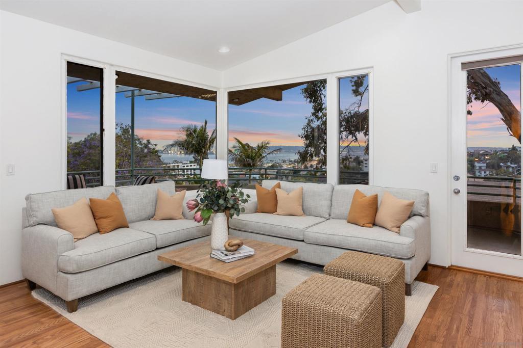 First time on the market this stunning contemporary was custom-designed by architect Jack Wagenaar as his personal residence. Located near Maple Canyon Trail, this 2,782 sqft home features 4 bedrooms (plus optional 5th), 3.5 baths, and spans three levels. Expansive wrap-around balconies on the top two floors offer ideal spaces to relax or entertain while taking in unobstructed views of San Diego Bay, Coronado, and Point Loma. Filled with natural light and timeless design elements, this is a rare opportunity... to own a one-of-a-kind architectural gem in the heart of San Diego.