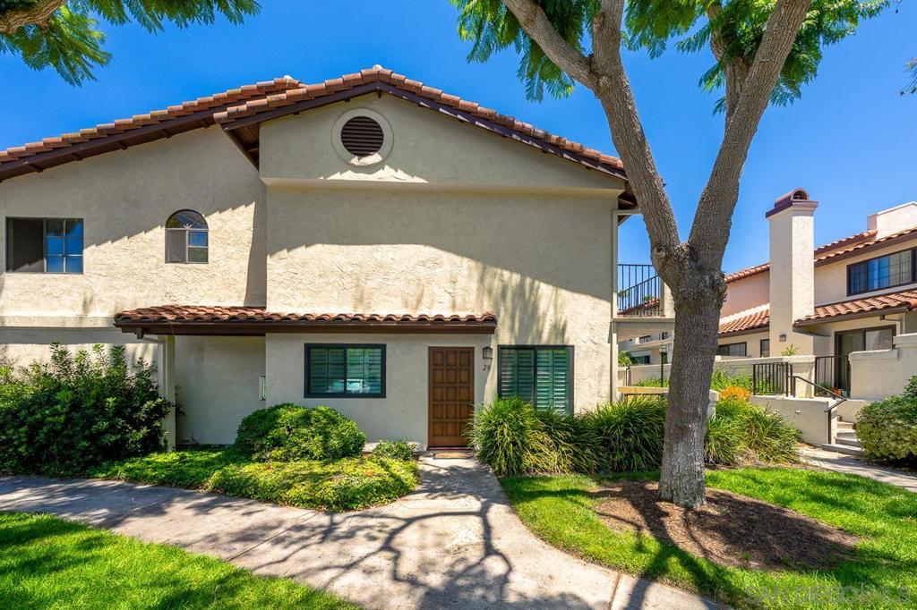 Welcome to this bright and spacious 3-bedroom, 2.5-bath townhome in the highly desirable Las Palmas community of La Jolla Colony. This rarely available end unit offers 1,394 sq ft of thoughtfully designed living space with gorgeous natural light, vaulted ceilings, and an open-airy layout. Step into the expansive living room featuring warm wood-style flooring, plantation shutters, a cozy tiled fireplace, and seamless flow into the dining area. Upstairs, the generously sized primary suite boasts double closets, and a private en-suite bath. Two additional bedrooms and a full bath complete the upper level, offering flexible space for family, guests, or a home office. Enjoy the privacy of your own patio, a 2-car attached garage, central A/C, and in-unit laundry. The lushly landscaped La Jolla Colony neighborhood offers scenic walking trails, community pools, spas, and peaceful greenbelts. Located minutes from UCSD, UTC shopping and dining, top-rated schools, and La Jolla’s stunning beaches—this home offers the ideal mix of comfort, convenience, and community. Don’t miss this opportunity to own in one of San Diego’s most sought-after neighborhoods!