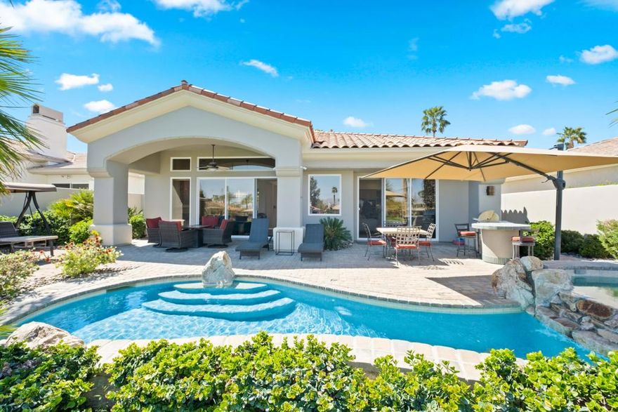October 2025 at $8,000, November and December at $8,500/month. Welcome home to Palm Desert's Indian Ridge Country Club! The ever popular Bougainvillea 2 floor plan is a spacious and well-appointed home with many desirable features. The 2,742 square feet of living space provides plenty of room for a family or guests, and the three bedrooms and 3.5 bathrooms offer plenty of privacy and convenience. The pool and spa are also great features that would be perfect for relaxing and entertaining. The east-facing patio overlooking No. 14 of the Arroyo course is a lovely spot to enjoy the beautiful views. The granite counters, tile in heavy traffic areas, newer carpeting, and newer appliances are all great amenities that make the home comfortable and convenient to live in. Additionally, the paved walkway and mature landscaping add to the home's beautiful appeal. Overall, this home is a great place that make it an excellent choice for anyone looking for a spacious, luxurious, and ideal living space for the summer! Indian Ridge Country Club is one of the desert's premier private country club communities with a great central location in the Palm Springs area, near El Paseo and the airport.