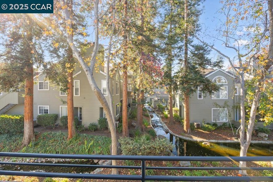 Welcome to Ellinwood—a well-maintained, park-like community surrounded by redwoods, walking paths, and tranquil fountains.  A charming front patio creates a welcoming entry to this two-story townhouse-style condo. The desirable floor plan has the open kitchen overlooking the dining area and living room.  Enjoy two spacious bedroom suites, both providing privacy and comfort. The primary suite features vaulted ceilings, dual closets, an updated bathroom, and a private balcony—a perfect spot to relax. Fresh interior paint, brand-new carpet, central heat and air, and inside laundry add modern convenience. Additional highlights include a hallway skylight that fills the space with natural light, interior access from the attached one-car garage, ample off-street parking throughout the community, and a community pool. This ideally located home is close to parks, schools, and major shopping and dining destinations including Sun Valley Mall, The Veranda, and Downtown Pleasant Hill, with convenient freeway access just minutes away.