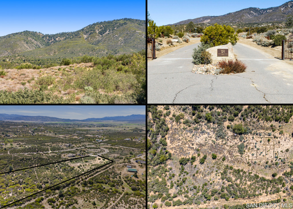 Magnificent Lot with Breathtaking Mountain Views and Ready-to-Build Plans! Discover an exceptional opportunity to own a piece of paradise with this stunning lot, offering sweeping views of Thomas Mountain, Cahuilla Mountain, Palomar Mountains, and the Santa Rosa Wilderness. Nestled within a prestigious gated community, this property not only boasts remarkable natural beauty but also comes with a host of features that make it an ideal choice for your dream home. Breathtaking Views: Enjoy panoramic vistas of Thomas Mountain, Cahuilla Mountain, Palomar Mountains, and the Santa Rosa Wilderness, providing a picturesque backdrop for your future home. Graded Lot: The lot was professionally graded in 2017, ensuring a smooth foundation for construction. Comprehensive Testing: Percolation and geotechnical tests were completed in 2024, guaranteeing the land is primed for development. Topographical Survey: A detailed topographical survey was conducted in 2022, providing crucial data for your building plans. Custom Home Design: Included with the property are design plans for a single-story, 3-bedroom, 2.5-bath, 2,000 sq ft custom home. The layout features a spacious great room and a gourmet kitchen, perfect for modern living. Utilities Ready: The lot is equipped with electricity and high-speed fiber optic internet at the front of the lot, ensuring you have all the modern conveniences at your disposal. Build with Ease: If desired, information for a recommended contractor and designer is available to help bring your vision to life. Community Amenities: Located within a gated community, yo