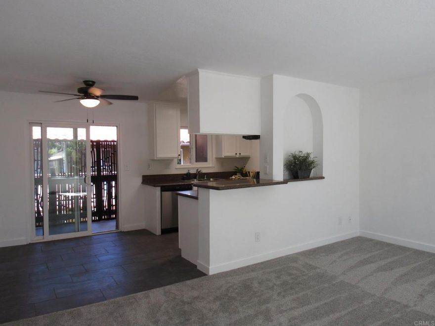 Light and breezy upstairs unit. Everything is new!  New furnace just installed, all new appliances, flooring, fresh paint, beautiful shower door in master bath. 2 large bedrooms and 2 full baths. Spacious master bedroom has a walk in closet AND extra closet space. Kitchen has granite countertops and shiny new stainless-steel appliances. Private patio off kitchen/living room with more storage. Just down the road from beautiful Renette Park and recreation center.  Enjoy community pool and spa, dog area, laundry facilities and Clubhouse/Rec room. Two deeded parking spaces and gated entrance.  Nearby shopping and restaurants. HOA covers hot water, outside maintenance, pest control, trash pick-up
