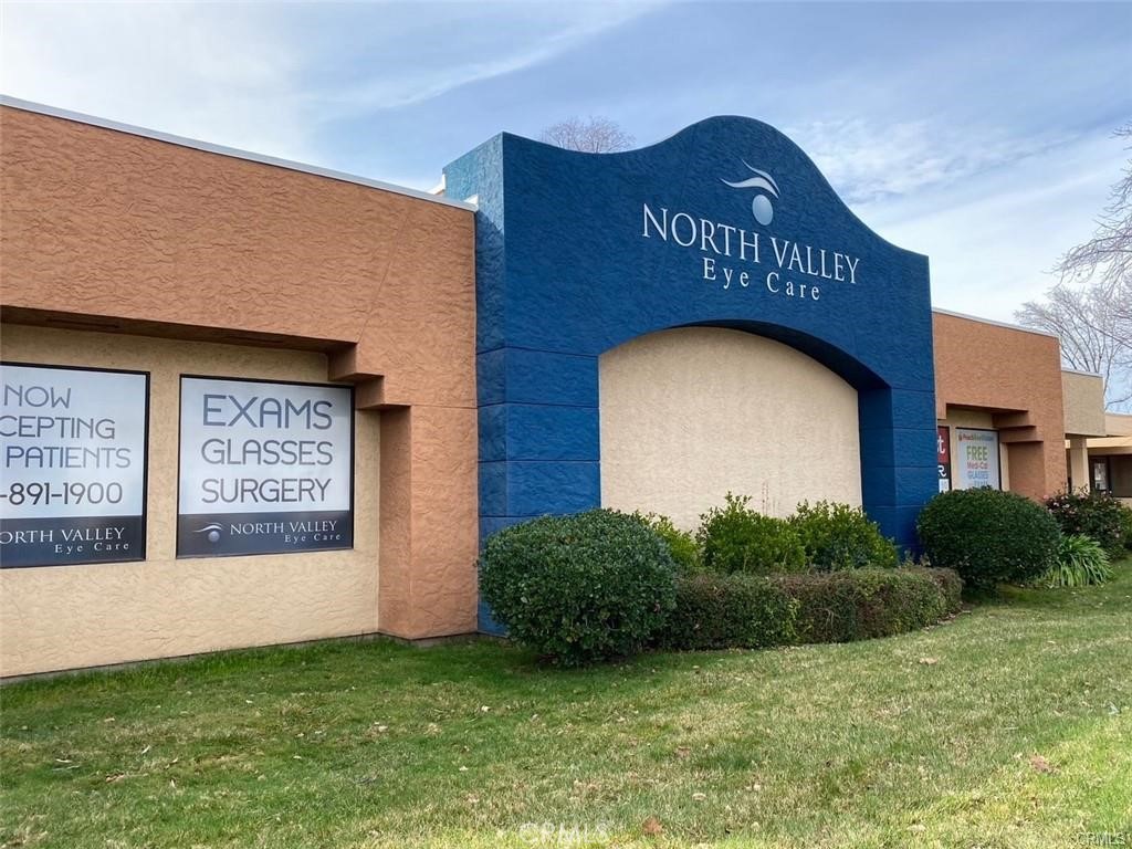 This single tenant building is located on the high visibility corner of Esplanade and Mission Ranch in Chico. This office has all the amenities including, breakroom, conference room, patio area, two restrooms (four stalls total), built-in reception, waiting room area, cubical work stations, 11+/- private offices, copy room, storage areas, and ample parking.
