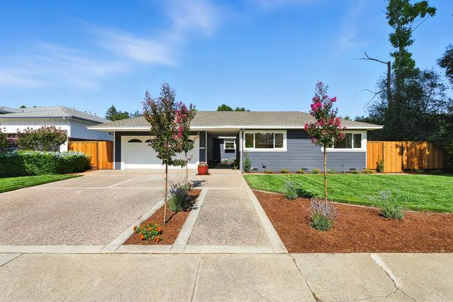 Nestled on a quiet cul-de-sac in the desirable Green Acres neighborhood, this delightful home offers a wonderful balance of charm and functionality. Situated on a large and beautifully landscaped lot, this home benefits from ample natural light, making it a bright and inviting space. Inside, you'll find four comfortable bedrooms and three bathrooms, including a generous primary ensuite with a walk-in closet. The home also features a flexible office space with a private entrance, which can easily be converted into a fifth bedroom if needed. The kitchen is equipped with quartz countertops and modern stainless-steel appliances, connecting effortlessly to a large family and dining area. Floor-to-ceiling glass doors open to the abundant backyard and garden area making an ideal setting for relaxation or entertaining. Practical features like a walk-in pantry and a separate laundry room enhance daily convenience. With hardwood floors, crown molding, recessed lighting, dual-pane windows, and solar panels, this home is stylish and energy-efficient. Conveniently located near top-rated schools and all that Palo Alto has to offer. Whether you're starting a new chapter in homeownership or a first time homebuyer, this home provides a versatile and welcoming space to create lasting memories.