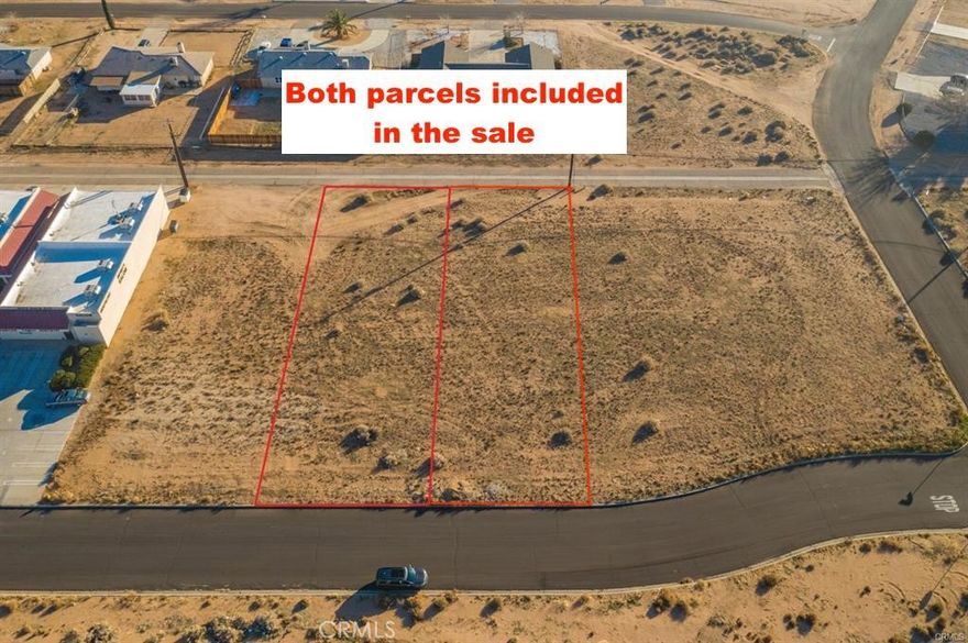 Highly visible and affordable commercial property in Apple Valley, just 100 feet from the heavily traveled Highway 18. Recently rezoned under the Apple Valley Village Specific Plan, this location allows for a variety of commercial and retail uses. The sale includes TWO ADJACENT PARCELS totaling 19,000 sq. ft., providing ample space for your future business. Utilities are available in the street, but buyers should verify connection costs and permitted uses with the Town of Apple Valley. With its prime location near the main highway, this property offers excellent exposure and accessibility. Drive by today and envision your business thriving here!
This property does not have an address assigned.  “706 Outer Hwy 18" is for listing purposes only.
APN# 0439-311-01-0000
APN# 0439-311-02-0000  
Coordinates: 34.500151/-117.168006