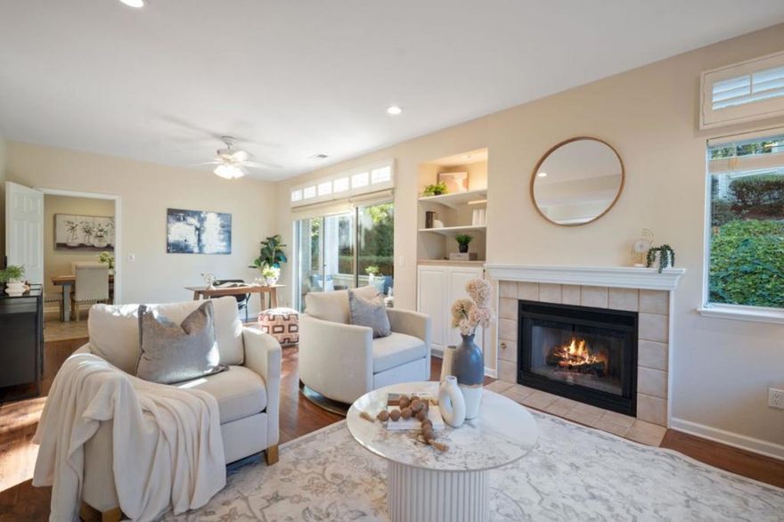 Nestled in a vibrant 55+ community, this ground-floor end unit offers the perfect blend of comfort, convenience, and resort-style living. Featuring 2 spacious bedrooms and 1 bath, with all new interior paint, the thoughtfully designed floor plan is filled with natural light and boasts soaring ceilings, a cozy fireplace for winter evenings, and a charming patio to enjoy year-round. The modern kitchen includes stainless steel appliances, while the laundry room provides direct access to the attached 2-car garage. Beyond the home, residents enjoy an unparalleled lifestyle with two golf courses, pickleball, tennis, and bocce ball courts, four sparkling pools, and a state-of-the-art fitness center. Dining options abound with a full-service restaurant, a casual bistro, and convenient takeout service. The community also offers 500+ acres of hiking trails, equestrian stables, garden plots, and over 70 active clubs and social groups making it the perfect place to relax, connect, and thrive