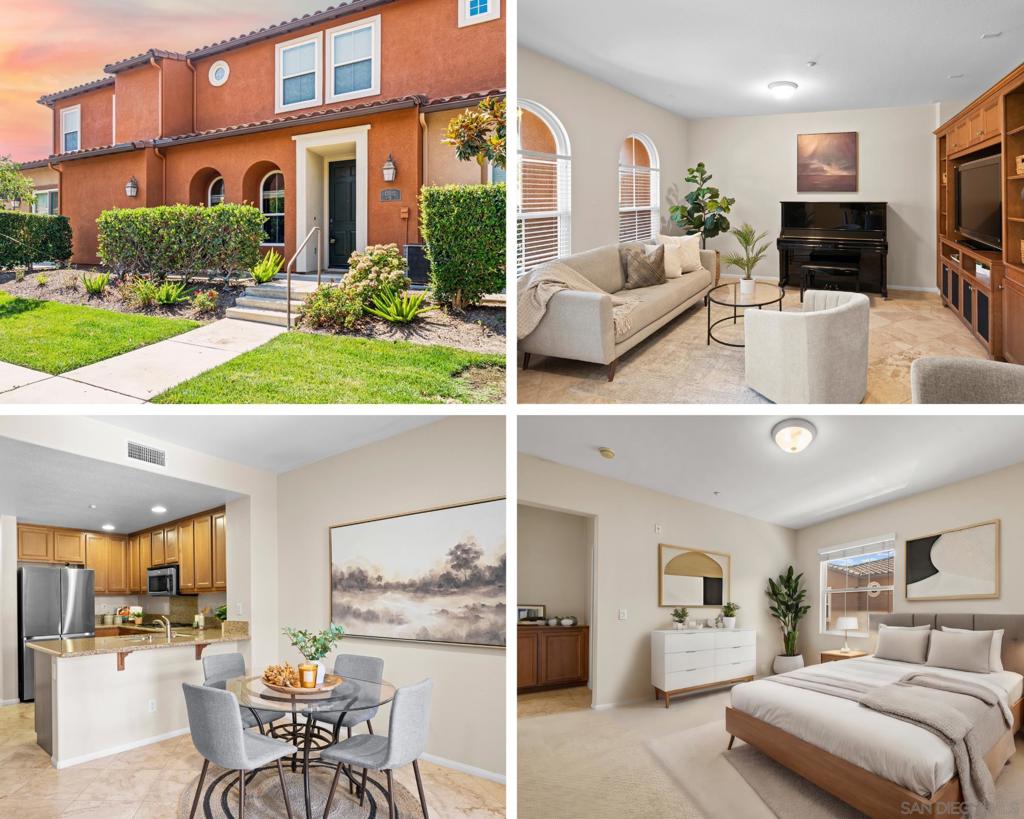 Motivated seller—don’t miss this opportunity! Seller may also consider a rate buy-down with the right offer. Whether you’re searching for a smart investment or the perfect place to call home, this beautifully maintained Gianni townhome in the highly desirable 4S Ranch community is ready to welcome you. Offering comfort and all the conveniences of one of San Diego’s most sought-after neighborhoods, this townhome is one you don't want to miss. Designed with versatility in mind, this home boasts two oversized primary suites, each offering bright natural light, spacious walk-in closets and en suite bathrooms with dual vanities. The main floor features defined living and dining areas, powder room, travertine flooring, stainless steel appliances including a brand-new oven, a custom built-in entertainment center, and fresh interior paint for a move-in ready feel. Upstairs, a full laundry room is thoughtfully situated between both suites for added convenience. Additional features include an attached two-car garage and access to resort-style amenities such as a sparkling pool, splash pad, community garden, and nearby parks. Beyond the home itself, the location is truly exceptional, nestled in the heart of 4S Ranch and within walking distance to Monterey Ridge Elementary, Oak Valley Middle, Del Norte High, and Design 39. Surrounded by top-rated schools, scenic green spaces, and a warm, family-friendly community this home offers not just a place to live, but a lifestyle that’s hard to match.