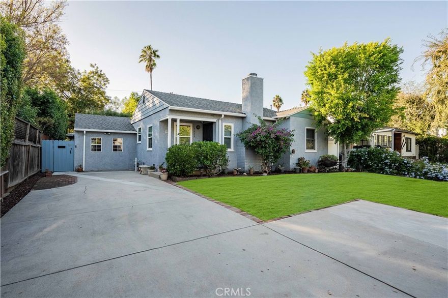 Beautifully renovated charmer with Permitted ADU & Bonus Flex Space —perfect for first-time buyers, multigenerational living, or income potential! Located in the heart of Sherman Oaks near highly rated Kester Elementary School, this move-in-ready residence blends timeless character with modern comfort. Step inside to discover gleaming original hardwood floors, an inviting Living Room with an ornamental fireplace, and a Formal Dining Room ideal for entertaining. The renovated Cook’s Kitchen showcases maple cabinetry, extensive quartz countertops, vaulted ceilings with skylights, upgraded lighting, and stainless-steel appliances—flowing seamlessly into a bright and comfortable Den overlooking the rear patio. The expanded Primary Bedroom Suite offers ample closet space and a fully upgraded Primary Bath, while the Guest Bedroom and remodeled Guest Bathroom provide stylish comfort for family or guests. The converted garage bonus flex space is perfect for a home office, gym, or potential third bedroom.  Additional highlights include a dedicated laundry room, paid solar panels for ADU, multiple-car driveway parking, and a lush backyard oasis with covered patio, raised hot tub, grassy play area, storage sheds, and professional landscaping. The newly built 1-Bedroom + 1-Bath ADU is a show-stopper—beautifully finished with its own private patio, ideal for rental income or extended family. Located just minutes from Ventura Blvd, Sherman Oaks Park, Balboa Recreation Area, top restaurants, shops, and commuter routes, this rare turnkey home delivers flexibility, style, and value in one of the Valley’s most sought-after neighborhoods. Don’t miss this exceptional opportunity—live in one, rent the other, and enjoy the best of Sherman Oaks living!