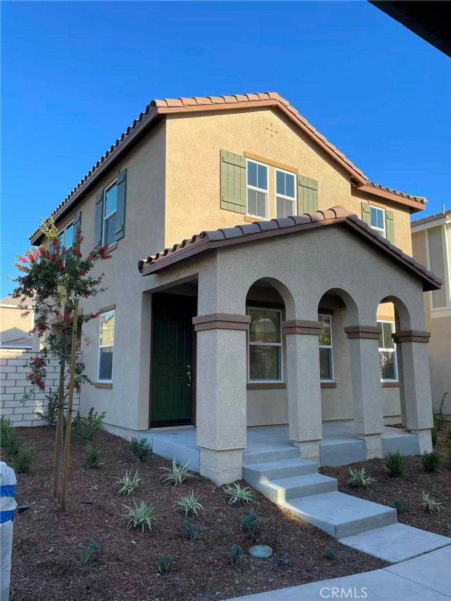This brand new 4 bedrooms, 2.5-bathrooms home is located in a great school district, including Woodcrest Junior School and Chino Hills High School!  Luxurious wood floors are featured throughout the first floor, while beige carpeting is featured throughout the second floor. The home features a spacious kitchen, comfortable living spaces, and a private courtyard, all conveniently located with easy access to major highways. Upstairs, a spacious master bedroom with a large walk-in closet and a luxurious bathroom with double sinks and a large walk-in shower. The property is ideally situated, bordered only on one side, offering exceptional privacy and abundant natural light. Future community amenities include a community pool/spa/conference center, pickleball courts, barbecue/picnic areas, and a large park. New Town Center Shopping Center is located across from the property and within walking distance.