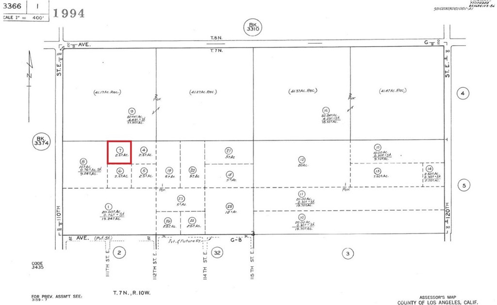APN: 3366-001-007 Coordinates: 34.730083, -117.931306 2.6 acres for sale in LA County. This lot is located in Lancaster, near the intersection of E Ave G and 100th St E. Zoned LCA21 for agriculture, per county records.