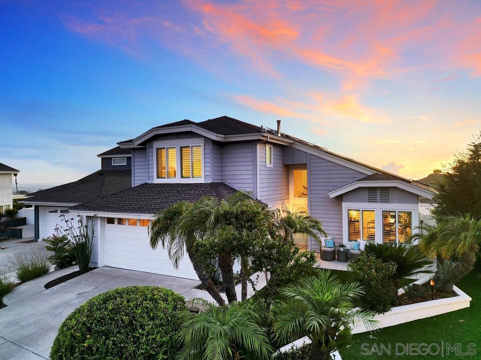 Wonderful opportunity to own this beautifully updated home on a quiet flat street, just a short walk to Mt. Carmel High School and Black Mountain Middle School. With trail access directly behind the property, enjoy hiking, biking, and the serenity of nature right from your backyard. Unwind on the new Trex deck while taking in breathtaking sunsets and panoramic views that stretch all the way to Del Mar. The backyard is a private retreat, featuring a sparkling pool and spa, artificial turf for low-maintenance living, and plenty of space to relax or entertain. Inside, the home has been thoughtfully upgraded throughout—including owned solar, pool solar, and a new roof (all installed in 2022). The remodeled kitchen and bathrooms showcase quality and style, while the open and airy entry welcomes you with an abundance of natural light. You'll love the newly added French doors off the dining area, fresh paint, and new flooring throughout. The spacious primary suite features a custom-built walk-in closet—perfect for modern living.