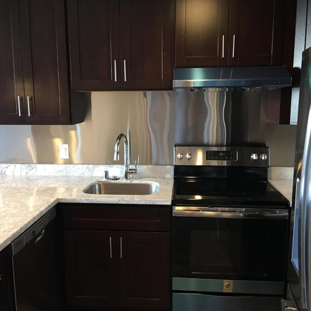 Remodeled unit a short walk to Downtown Burlingame. Floor to ceiling windows, granite counters w/beautiful cabinets. Stainless steel appliances, Breakfast bar. Bathroom vanity and mirror. Wall to wall wood flooring throughout the unit. Secured building w/ touch tone front entrance access, elevator to each floor, on-site swimming pool, laundry and building manager. This is a Non-Smoking Building, no pets permitted.