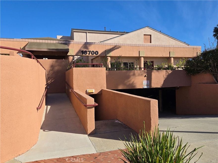 Clean unit, no carpets, move right in or priced attractively if buyer wants to remodel.  Quiet convenient neighborhood, near shops, restaurants, golf course and freeways.  The beach is only 20 minutes away by surface streets.  Being on the 1st level the unit has a large patio adjacent to the dining area and front door.  The Main bedroom has 2 closets and attached bathroom.  2nd bedroom has sliding door that leads to a balcony.  Upgraded with recessed lights.  Stacked washer & dryer is included.  Forced air heating and air conditioning.  2 side by side parking spaces in the locked subterranean garage.  Locked storage locker in storage room adjacent to garage; size is 2'9" wide, 5'10" deep, 8'9" high.  14 guest parking spaces for your visitors.  Photos with furniture are virtually staged to show true possibilities of this home.