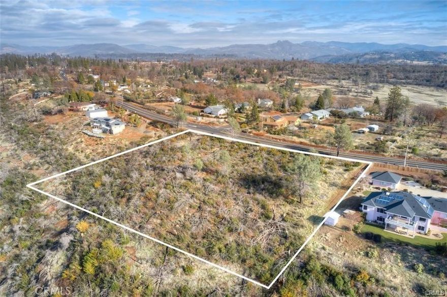Large view acreage parcel in lower Paradise close to Lime Saddle Marina and Lake Oroville. Seller did major work towards a parcel split and the process to split this parcel into two beautiful, accessable view parcels, was almost complete, the only items left for final approval of the lot division are the road approach, the final pins, and the final map. This parcel is located on lower Pentz Road near other upscale homes, and easy access to the Lake and Valley.  Enjoy unobstructed canyon views and beautiful sunsets. If you have been looking for a way to have two homes on contiguous parcels, then this is the parcel for you. Across the street from Lago Vista Way. Perc test map and tentative map are in supplements.