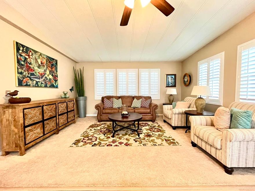 Long-Term Lease: $2,700/month | Short-Term Lease (3-Month Minimum): $2,950/month | Call for custom lease termWelcome to this beautifully maintained 2-bedroom, 2-bath manufactured home), offering 1,440 sq. ft. of stylish living space in the desirable Palm Desert Greens Country Club--a guard-gated 55+ community with resort-style amenities. FULLY FURNISHED. Enjoy an open floor plan with upgraded double-pane windows and shutters, ceiling fans throughout, and a well-maintained HVAC system for year-round comfort. The kitchen features ample counter space and all appliances included, while a bonus room offers flexibility for an office, hobby space, or guest retreat.Step outside to a private backyard--the only one on the street--featuring low-maintenance astro turf, perfect for relaxing or entertaining. A front patio, storage shed, and solar system add to the convenience and efficiency of this move-in ready home.Community amenities include:-18-hole executive golf course -3 pools and spas -Clubhouse with restaurant and bar- Tennis, pickleball, and bocce courts -24-hour guard-gated securityDon't miss this rare opportunity to live in comfort and style in one of Palm Desert's most sought-after 55+ communities.Apply here: https://apply.link/_iDIWgs