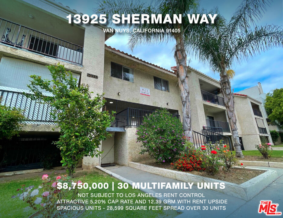 Offered for sale by the original developing family for the first time since it was constructed, the property is not subject to Los Angeles Rent Control, instead allowing for larger annual rent increases under California AB 1482. Spanning 28,599 square feet on a large 23,876 square foot lot, the building features spacious floorplans and a balanced mix of primarily two-bedroom and one-bedroom apartments. With high visibility along one of the largest streets in the San Fernando Valley, the property is situated between Van Nuys Boulevard and Woodman Avenue. This location allows tenants to be near the upcoming East San Fernando Valley Light Rail line, with a station planned for the corner of Sherman Way and Van Nuys Boulevard. In addition to providing quick transport within the Valley, this light rail line will offer residents convenient connections to both the Metrolink train and the Metro Orange and Red Lines. The property is not on the Los Angeles Department of Building and Safety's seismic retrofit list (Buyer to verify), saving a new investor a substantial amount of proceeds. Additional income is provided via the on-site laundry facilities.