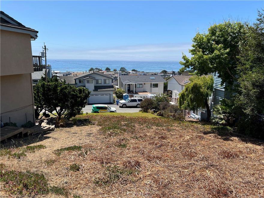 Panoramic Ocean Views close to the beach! Oversize double lot approx. 4411sf, on a gentle down slope. #501 on CCSD water wait list included in sale.
Here's your chance to buy a killer ocean view future home site. Buy and hold for now until the current building moratorium for new construction is lifted. Check CCSD and county websites (cambriacsd.org & slocounty.ca.gov) for info on the moratorium & allowable uses for property. Offered for $119,900.
