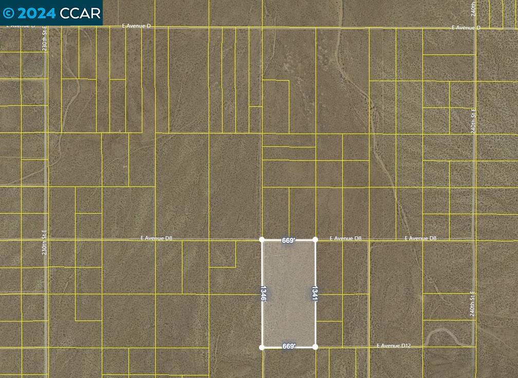20.00 acres of rural investment land in Hi Vista /East of Lancaster. Located approx.. 3.5 miles from southern boundary of Edwards Air Force Base and Kern county and also approx. 2.50 miles west of western San Bernardino County line. Surrounding area is undeveloped land. Topography is flat. Wide, open space with awesome views. All data is provided without verification or warranty. Buyer to verify all data and suitability for Buyer's intended use. SALE PRICE, TERMS ARE SUBJECT TO FINAL APPROVAL OF BANKRUPTCY COURT. CALL LISTING BROKER FOR DETAILS.