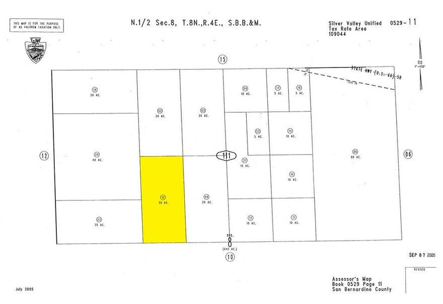 Own your own 20-acre slice of the Mojave Desert! Located just south of historic Route 66 in Newberry Springs, this spacious parcel (APN: 0529-111-10) sits in a desirable area near the scenic southern hills. Measuring approximately 660 feet wide by 1,320 feet deep, the property offers plenty of space for privacy and creativity. While there is currently no physical road access, the surrounding area features scattered rural homes, making this an ideal site for your future ranch or off-grid getaway. This undeveloped land has no utilities in place—perfect for those looking for a true desert escape and the opportunity to build their vision from the ground up. ****No soils reports, surveys, etc., have been done. Buyer and buyer's agent to verify all information with the city or county for allowable uses and requirements  and rely on their own investigations. **Buyer responsible for checking zoning, utilities, permits and exact property boundaries. ****