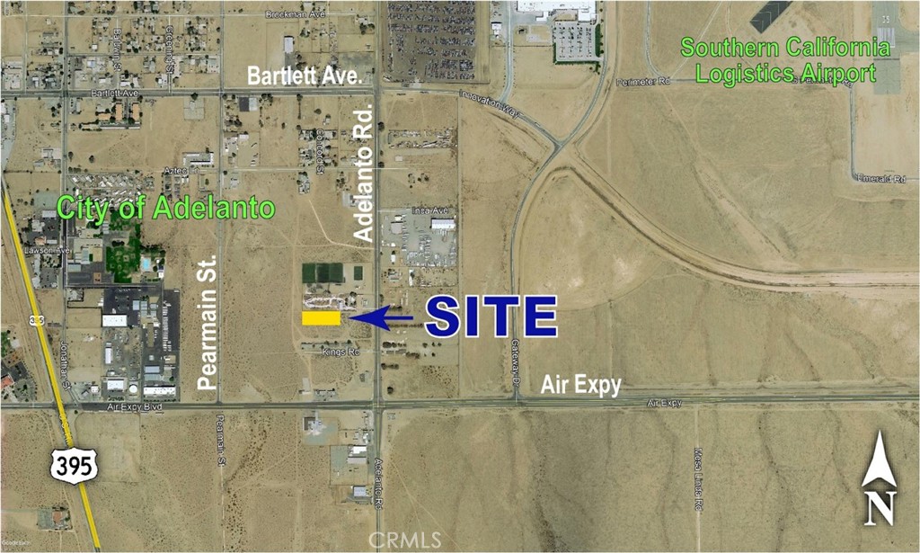 Great investment opportunity in the City of Adelanto. This 1-acre of land is zoned 'Business Park' (BP) which allows for a wide variety of uses. Great location near the Southern California Logistics Airport (SCLA) and the new Amazon Distribution Center (located n/e corner of Adelanto Rd and Bartlett Ave). This area is ready to boom with many building projects in the planning stages. Owner is highly motivated. All reasonable offers will be considered. Seller MAY consider carrying the loan. Please check with the City for possible uses. Buyer to do their own Due Diligence.