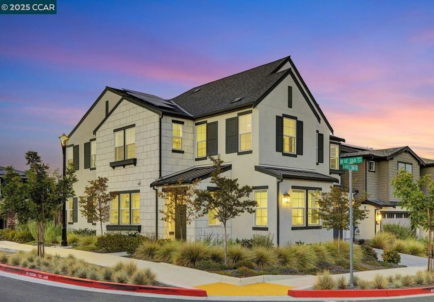 Views incl Mt. Diablo. Many upgrades were added during construction, & its location within the community makes this home especially desirable. Close to BART, I-680, downtown Pleasant Hill, the new library, parks, Poet’s Corner, & highly rated schools, this property is move-in ready & meticulously maintained. Inside, high ceilings & abundant natural light define the hallway & great room w its welcoming fireplace. The chef’s kitchen features quartz counters, a center island, professional-grade appliances incl a Thermador fridge, beverage fridge, & walk-in pantry. The dining area opens to a covered patio w outdoor fan & a private backyard w gas hookups for entertaining. The flexible layout incl a main-level guest suite w full bath. Upstairs, a sunny loft can serve as a playroom, fitness studio, or home office, alongside two more bedrooms & an ample full bath w dual sinks. The primary suite is a private retreat w dual walk-in closets, a gas fireplace, soaking tub, & oversized shower. Upgraded finishes incl hardwood floors & ceiling fans. Additional highlights are owned solar, multi-zone HVAC, tankless water heater, side yards, & attached garage w epoxy flooring & 220V EV charger.