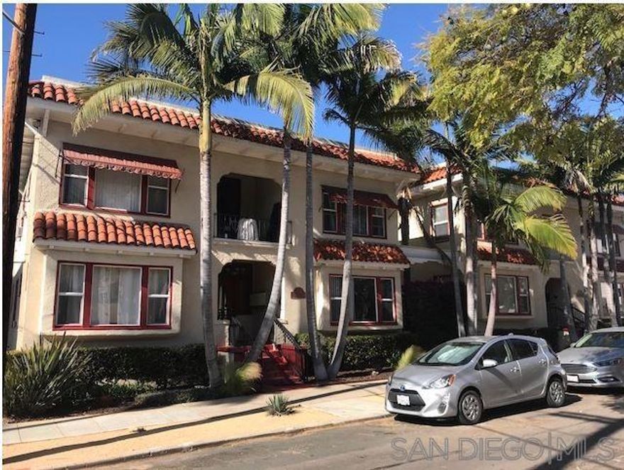 Prime Hillcrest location a few blocks from Balboa Park!  Two Spanish-style buildings. Large units with high ceilings.  All kitchens and most bathrooms have been tastefully remodeled. Seller installed a $45k solar water heating system with four large storage tanks to provide hot water to tenants and laundry, making utility bills much lower than average. Owner resurfaced the roof and then painted/sealed it with white reflective silicone. He reported that the roof temperature dropped more than 40 degrees.  Residents report that their summer interior temperature dropped 10 degrees. Their lower A/C bills makes the asset more desirable and boosts the rent potential.  On premises owners workshop and storage area. Owner reports vacancy loss is less than 1% over past several years. One resident of 7 1/2 years states that parking is not a problem.  6th St. has no meters.  5th St. has meters.  Some pay for one hour parking just prior to the meter requirements ending and are good for the rest of the night and just drive away in the morning. The resident manager is the seller's sister.  She is currently credited $9,000/year for her resident manager services.