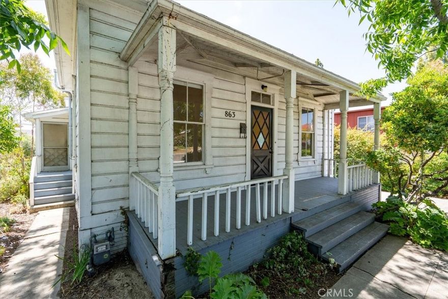 Unlock the potential of this single-story San Luis Obispo home, perfectly situated just one block from downtown. Nestled in a highly desirable neighborhood, this two-bedroom, one-bathroom residence offers endless opportunities to make it your own. The layout features a generous living space with high ceilings, a separate dining area, a large pantry, and a laundry room. The property is beautifully landscaped, with a mature tree, vibrant bushes, colorful flowers, and productive citrus trees, creating a lush, inviting outdoor oasis. The driveway provides convenient private parking, while the unbeatable location places you within walking distance of top-tier restaurants and shopping. Ideal for those looking to design a personalized retreat or invest in a thriving market, this property is a canvas for something extraordinary.