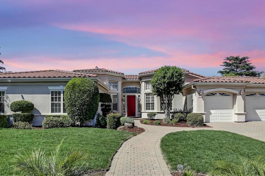 Nestled in Saratogas Golden Triangle, this 2001-built residence blends high ceilings contemporary transitional style. Close to award-winning Argonaut Elem., Redwood Mid., Saratoga High, minutes from Saratoga Country Club, Westgate Center, Saratoga Farmers Market,& Hwy 85. Greeted by the entry door with sidelight, transom window, & turret-style library with built-in bookcases. Inside are windows with plantation shutters & recessed lighting, fireplace with mantle & decorative columns. A turret-style dining area. The kitchen has white cabinetry, granite counters, a dry bar, & premium stainless steel appls: KitchenAid refrigerator, brand new KitchenAid double oven, Miele cooktop, under-cabinet range hood, & LG dishwasher. The family has cozy fireplace, custom cabinetry & direct backyard access. The primary suite has its own backyard access, 2-way fireplace, walk-in closet,& spa-like bath featuring a double sink vanity, frameless walk-in shower, jetted tub & water closet. 3 additional bedrooms, including 1 ensuite with a private bath. A hallway bath with a shower & tub, & powder room, skylight, & built-in desks. A dedicated laundry area, 3-car garage & backyard with 2 waterfalls, swimming pool, raised spa spillover & fire pit. All in one of Silicon Valleys most desirable neighborhood.