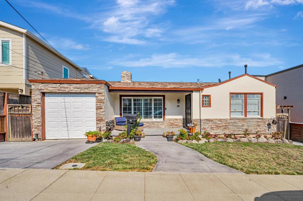 This home offers the perfect blend of classic character and modern design. Enjoy relaxing in the sun-filled living room, entertaining in the dining room, and cooking your favorite meals in the beautifully remodeled gourmet kitchen complete with ample cabinetry and granite counters. Three bedrooms (3rd Bedroom currently used as a family room/office) and one full bath with large shower. Enjoy relaxing and entertaining on the large deck and expansive rear yard complete with stamped concrete, grass area and architectural ADU (2 Bedroom, 2 Bath) plans in at the city. The large basement area is the ideal spot for a workout room, extra storage, or small studio - the possibilities are endless. One car garage w/auto opener. Additional features include wood flooring, plantation shutters and new interior paint. A great location- Walking distance to San Bruno Park and close proximity to shopping, SFO, and BART and just minutes to San Francisco. An opportunity you will not want to miss!