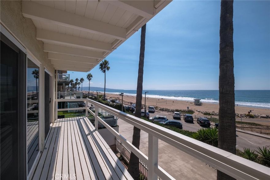 Experience the ultimate beachfront lifestyle in this 2-bedroom, 2-bath apartment on the Manhattan Beach Strand, offering panoramic ocean views. The open living room connects seamlessly to a private deck overlooking the sand and surf, while the kitchen—complete with a gas cooktop, gas oven, dishwasher, and a large pantry—overlooks the living area, taking full advantage of the views. Both bedrooms are generously sized, with the primary suite featuring an en-suite bath. The secondary bedroom—perfect for a home office, gym, nursery, or playroom—connects to the primary suite, offering flexibility to suit your needs. Additional conveniences include an in-unit washer/ dryer and a 2-car tandem garage for secure parking and storage. Located in the heart of El Porto, Manhattan Beach’s iconic surf neighborhood, this home offers endless ocean breezes and coastal charm. Available now.